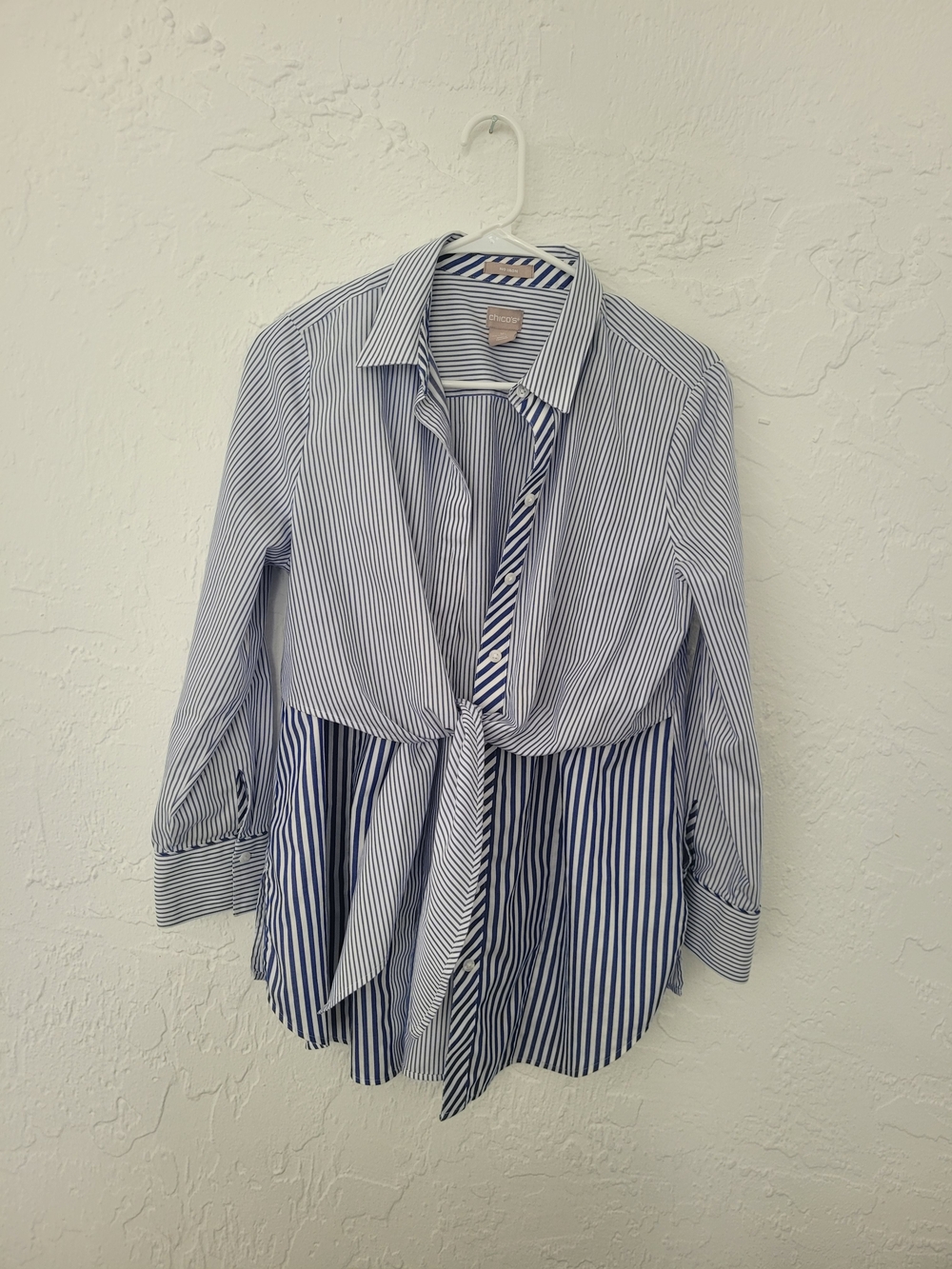 Chico's Blue & White Striped Button Shirt